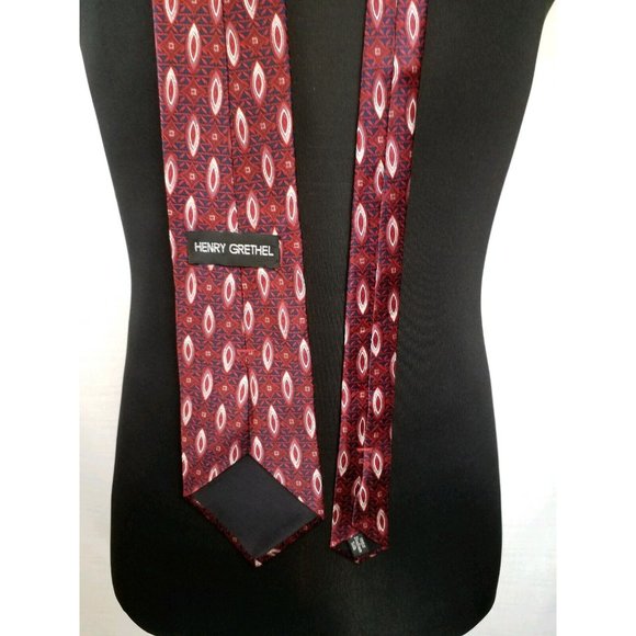 Henry Grethel Mens Dress Tie Suit Italian Fabric Made In USA Silk - Picture 6 of 12